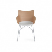 Kartell Smart Wood Q/Wood Chair Basic Veneer Light Wood White Seat Chrome