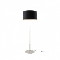 Santa & Cole Diana Floor Lamp Satin Nickel Structure/Black Linen Shade