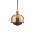 Buster + Punch Forked Shade + Globe Pendant Large Smoked Glass Brass Shade