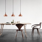 3 x Copper Orient Pendants Above Dining Area