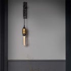 Graphite & Brass Buster + Punch Hooked Nude Wall Light