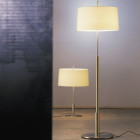 Santa & Cole Diana Floor Lamp Satin Nickel Structure/White Linen Shade