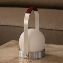 Brushed Aluminium Audo Copenhagen Carrie Leather LED Portable Lamp