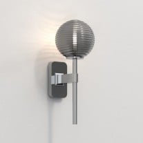 Astro Tacoma Single Wall Light Polished Chrome Ribbed Smoke Glass Shade 