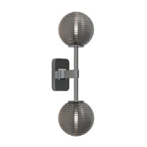Astro Tacoma Twin Globe Wall Light Polished Chrome Globe Ribbed Smoke