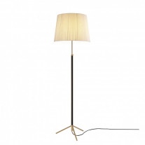 Santa & Cole Pie de Salon G1 Floor Lamp Natural Shade with Polished Brass Structure