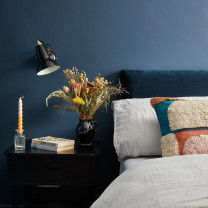Anglepoise Original 1227 Brass Wall Light Jet Black at Bedside
