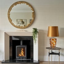 Porta Romana Blob Table Lamp Amber Beside Fireplace