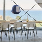 HAY Bonbon Shade Pendant 500 Blue Above Dining Table