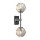 Astro Tacoma Twin Globe Wall Light Polished Chrome Globe Ribbed Clear