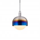 Buster + Punch Forked Shade + Globe Pendant Large Opal Glass Burnt Steel Shade