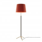 Santa & Cole Pie de Salon G1 Floor Lamp Red Amber Shade with Polished Brass Structure