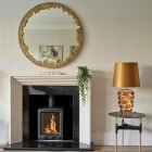 Porta Romana Blob Table Lamp Amber Beside Fireplace