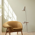 Warm Nordic Cone Floor Lamp with Table Pure Cashmere with Teak Table