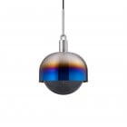 Buster + Punch Forked Shade + Globe Pendant Large Smoked Glass Burnt Steel Shade