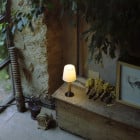 Santa & Cole Basica Minima Table Lamp Beige Parchment with Bronze Base
