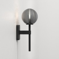 Astro Tacoma Single Wall Light Matt Black Ribbed Smoke Glass Shade