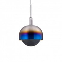 Buster + Punch Forked Shade + Globe Pendant Large Smoked Glass Burnt Steel Shade