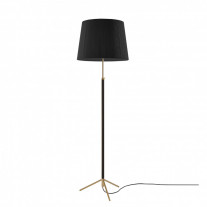 Santa & Cole Pie de Salon G1 Floor Lamp Black Shade with Polished Brass Structure