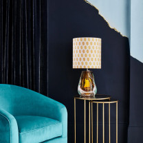 Porta Romana Lava Table Lamp Honey on Side Table