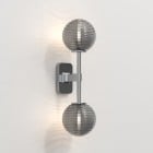 Astro Tacoma Twin Wall Light Polished Chrome Ribbed Smoke Glass Shade