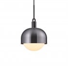 Buster + Punch Forked Shade + Globe Pendant Large Opal Glass Gun Metal Shade