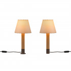 Santa & Cole Basica M1 Table Lamp Stitched Beige Parchment with Bronze Base