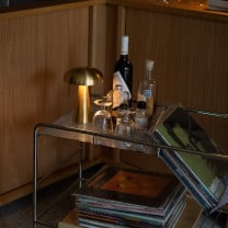 &Tradition Como Table Lamp Gold on Drinks Trolley