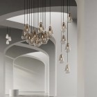 Nuura Anoli 3 Opal White, Anoli 6 Gold and Anoli 13 Gold Chandeliers