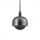 Buster + Punch Forked Shade + Globe Pendant Large Smoked Glass Gun Metal Shade