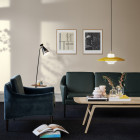 Warm Nordic Cone Floor Lamp with Table Black Noir with Teak Table