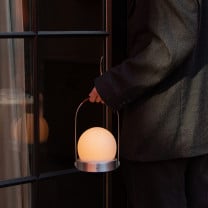 Brushed Aluminium Audo Copenhagen Carrie Leather LED Portable Lamp