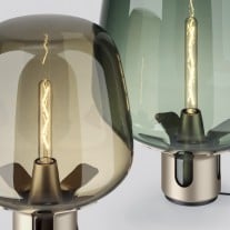 Lodes Flar Floor/Table Lamp Champagne Base/Honey Shade and Champagne Base/Turquoise Shade