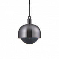 Buster + Punch Forked Shade + Globe Pendant Large Smoked Glass Gun Metal Shade