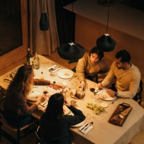 Marset Pleat Box 24 LED Pendant Lifestyle Dining Table 4