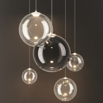 Lodes Random Solo LED Pendant Clear and Glossy Smoke
