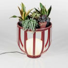 Estiluz Bols 4028 LED Outdoor Floor Lamp Oxide Red with Table Kit