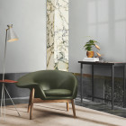 Warm Nordic Cone Floor Lamp with Table Pure Cashmere with Teak Table