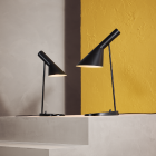 Louis Poulsen AJ Table Mini Lamp Black Next to Full Size AJ Table Lamp