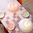 Louis Poulsen PH 5 320 Opal Pendant - Rose and White Above Table