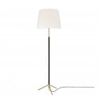 Santa & Cole Pie de Salon G1 Floor Lamp White Linen Shade with Polished Brass Structure