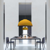 Farel LED Pendant Light in Ocher Above Dining Area