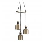 Bert Frank Riddle 3 Cluster Pendant Brass