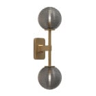 Astro Tacoma Twin Globe Wall Light Antique Brass Globe Ribbed Smoke