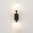 Astro Tacoma Twin Wall Light Matt Black Ribbed Glass Shade