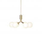 Nuura Apiales 6 Chandelier Brushed Brass/Opal White Glass