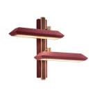 Bert Frank Rinato LED Double Wall Light Left Brushed Brass Red