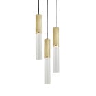 J. Adams & Co Flume 50 3 Drop Pendant Satin Brass - Clear Glass
