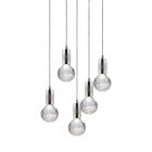 Crystal Bulb 5 Piece Chandelier Polished Chrome Clear Bulbs