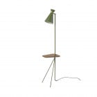 Warm Nordic Cone Floor Lamp with Table Pine Green with Teak Table